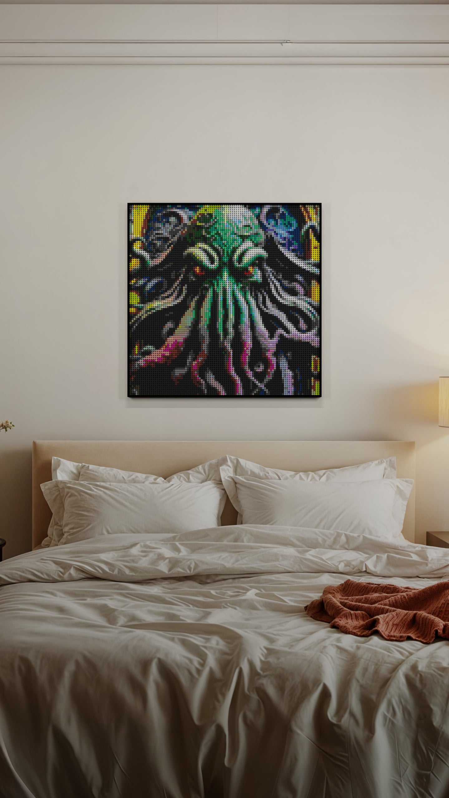 Arrival of Cthulhu LEGO® Style mosaic wall art made from colorful plastic bricks